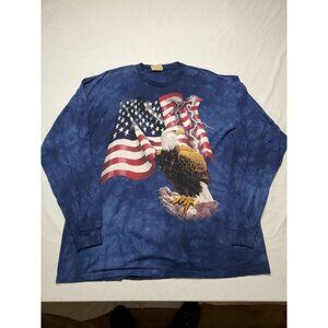 The Mountain Independence Eagle T-Shirt Mens XXXL Blue Tie Dye Vintage USA